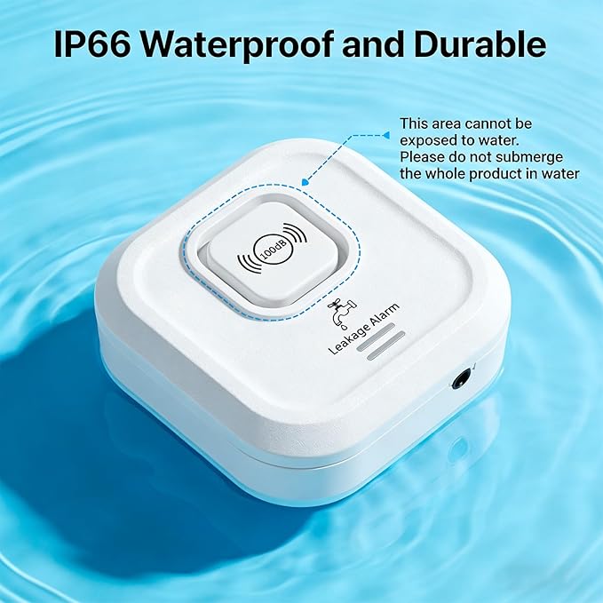 100dB Water Sensor Alarm Water Leak Detector, with Detection Lines, Wireless Tank Level Monitor for Basement,Kitchen,Bathroom (5packs) - Image 4