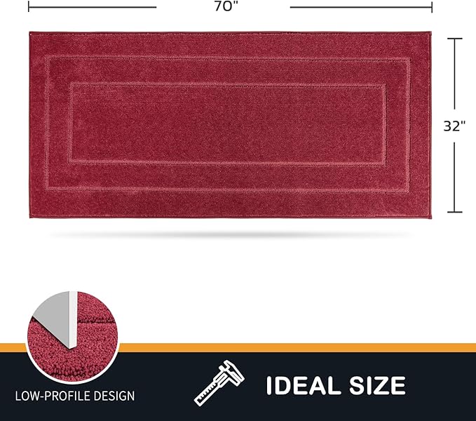 PURRUGS Dirt Trapping Door Mat 32" x 70", Non-Slip/Skid Machine Washable Entryway Rug, Dog Doormat, Super Absorbent Welcome Mat for Muddy Wet Shoes and Paws, Burgundy Red - Image 2