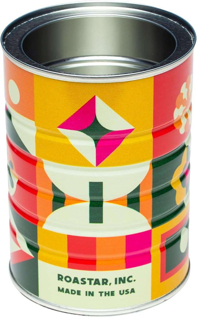 Retro Tin Can, Studio MPLS Designs, Collectable, Peel & Stick Valved End with Metal Lid, 8-12oz (4.0625 x 5.5 in) (Retro Block Design) - Image 2
