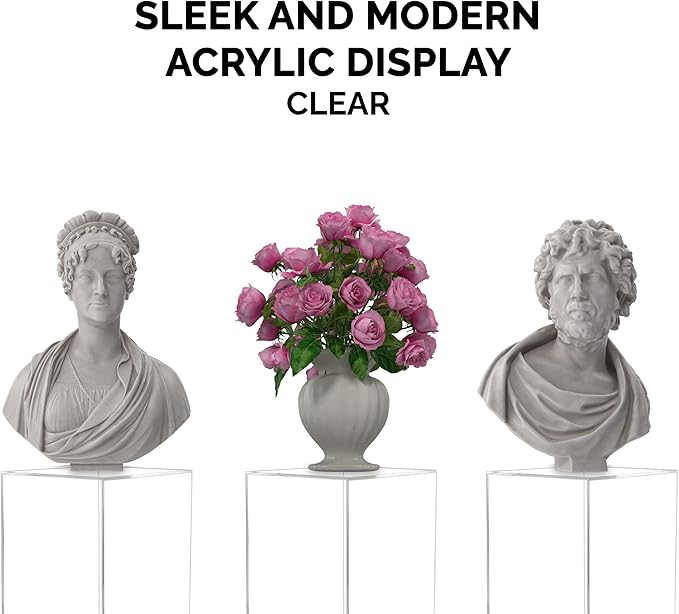 Marketing Holders Clear Tall Pedestal Display Box with White Base 12" x 12" x 40" Display Pedestal Art Sculpture Stand Box Lifter Elevate - Image 5