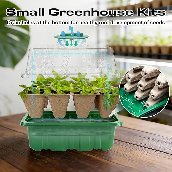 Seed Starter Tray Kit 10 Pack, Seed Starting Trays with Humidity Dome (120 Cells Total), Plant Germination Trays Complete Mini Greenhouse for Seed Growing & Seedlings - Image 5