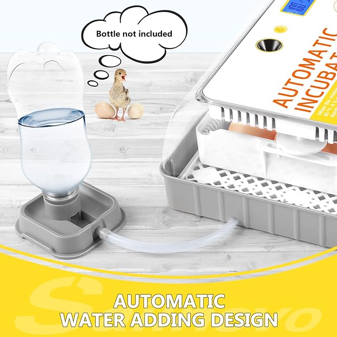 Sailnovo Egg Incubator, 20-60 Eggs Fully Automatic Poultry Hatcher Machine with Humidity Display, Candler, Temperature Control & Turner, for Hatching Chickens Quail Duck Goose Turkey Bright Yellow - Image 9