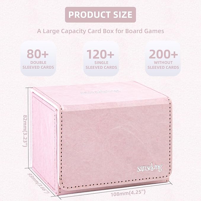 Magic Card Deck Box for MTG Single Deck Card Box fits 100+ TCG Sleeved Cards Tyvek® Paper Card Box Top Loading Card Boxes Magic Gift for MTG TCG CCG (Horizontal,Pink) - Image 2