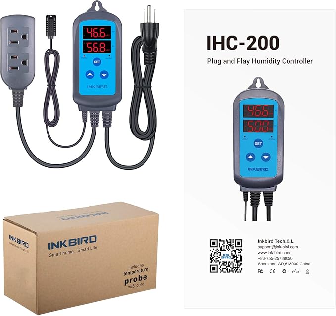 Inkbird Humidity Controller IHC200 Humidistat Mushroom Greenhouse Pre Wired Outlet Dual Stage Humidifier Dehumidifier. - Image 7