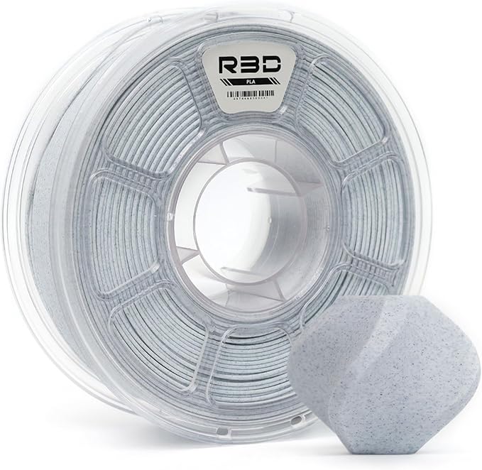 R3D PLA Filament 1.75mm, 0-370 mm/s High Speed PLA Printing, Dimensional Accuracy +/- 0.02mm, 1KG (2.2lbs) Clear Plastic Spool 3D Printer Filament (Marble) by R3D