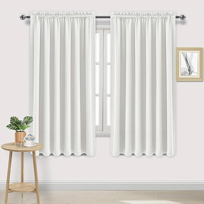 DWCN Blackout Curtains for Living Room Thermal Insulated, Energy Saving & Noise Reducing Bedroom Curtains, Ivory, W 70x L 63 Inch, Set of 2 Rod Pocket Curtain Panels by DWCN