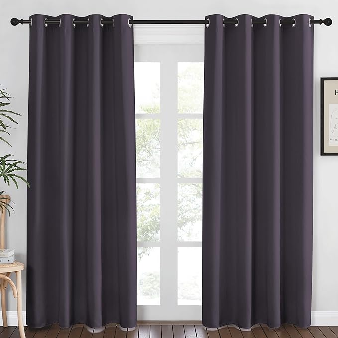 NICETOWN Blackout Curtains 84 Inch Length, Thermal Insulated Room Darkening Drapes Grommet Window Covering for Living Room Bedroom (W52 x L84 Inch, 1 Panel, Greyish Purple) by NICETOWN