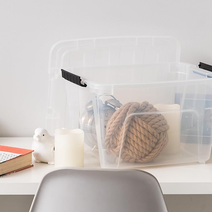 IRIS USA 19 QT Plastic Storage Box with Lid and Latches - 6 Pack - BPA-Free, See-Through Organizing Solution, Durable Nestable Stackable Containers, Secure Pull Handle - Clear - Image 9