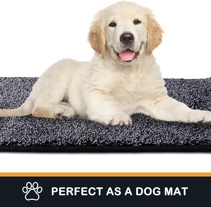 PURRUGS Dirt Trapping Door Mat 24" x 59", Non-Slip Machine Washable Entryway Rug, Dog Doormat, Indoor Front Door Mat, Super Absorbent Entry Rug for Muddy Shoes & Paws, Bluish Grey-Black - Image 6