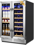 Wine and Beverage Refrigerator Upgraded, 24 Inch Beverage Refrigerator Cooler Dual Zone with Glass Door, Under Counter or Freestanding Beverage Fridge with Large Capacity, Advanced Cooling System by Velieta-SpecialistinFridge