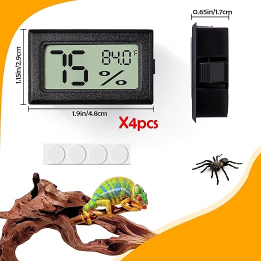 4 PCS Rectangle Reptile Thermometer and Humidity Gauge for Bearded Dragon Accessories, Reptile Tank Accessories for Jumping Spider, Leopard Gecko, Hermit Crab, Gecko, Ball Python, Lizard - Image 6