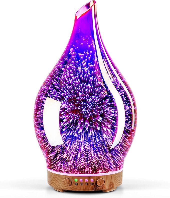 Porseme Essential Oil Diffuser 3D Firework Glass Aromatherapy Ultrasonic Humidifier Rose Gold, Auto Shut-Off, Timer Setting, BPA Free, Aroma Decoration for Home, Office, Gym, Spa, Premium Gift 150ml by Porseme