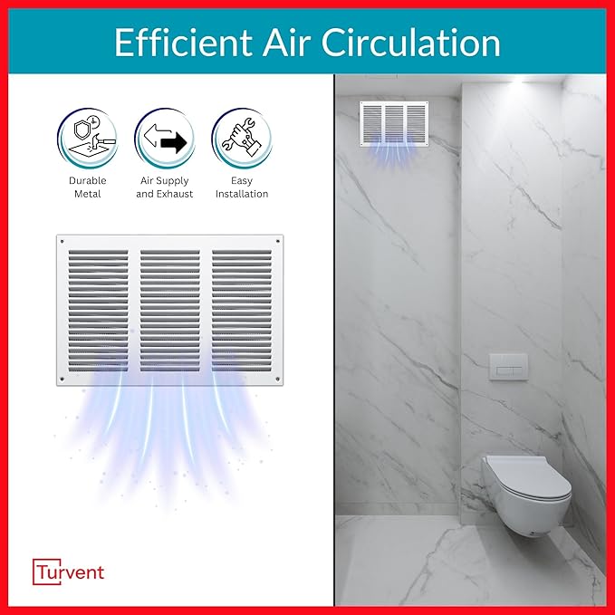 10x6 Vent Cover (Duct Opening) - White HVAC Return Air Grille for Wall and Ceiling - Metal AC Vent Cover with Mesh - Rectangular Ventilation Register - External Dimensions: 11.81" W x 7.87" H - Image 2