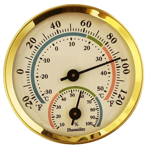 Mini Analog Hygrometer Thermometer - High Precision Humidity Temperature Gauge with Aluminum Alloy Case for Indoor Home Office Room Car Patio Sauna Garden Wall Mount(Gold) by Unknown