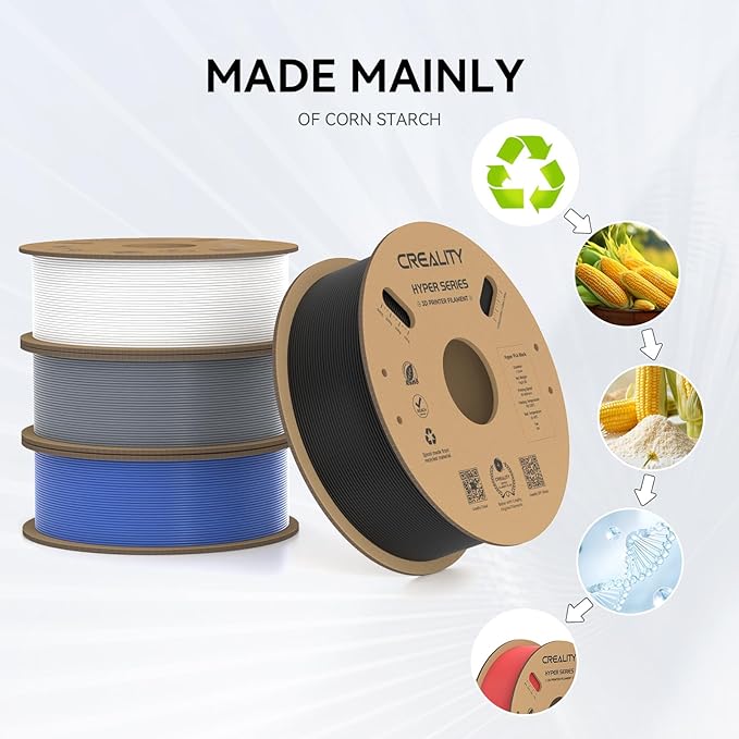 Creality Hyper PLA Filament 1.75mm, 30-600mm/s High Speed 3D Printer Filament, Dimensional Accuracy +/-0.02mm, Fit Most FDM 3D Printers, 4 Pack 1kg Spool(2.2lbs), Black & White & Grey & Blue - Image 3