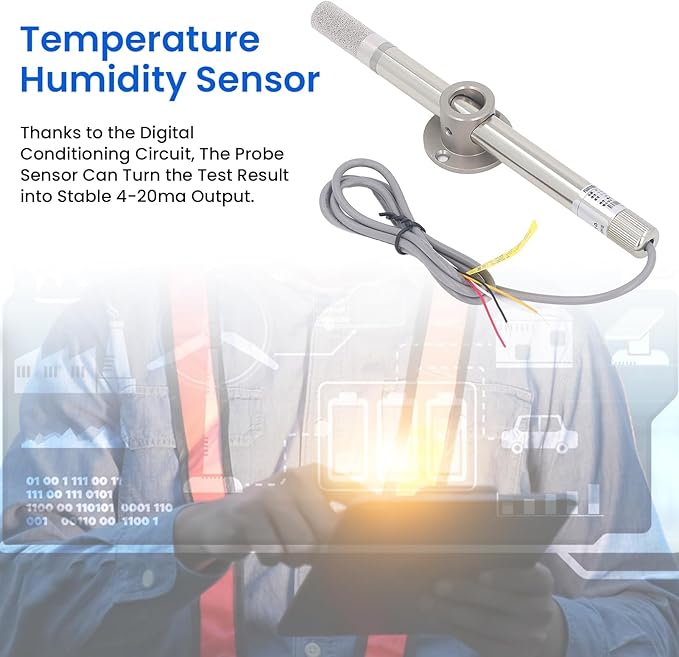 Temperature Humidity Sensor, 4‑20mA Output Temperature Humidity Transmitter Probe for Detection - Image 2