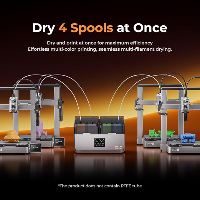 Official Creality Space Pi X4 Filament Dryer Box, Dry 4 Spools Dual Chambers 200W PTC Heats Up to 85°c Smarter Drying Elevated Large Size for 1kg/2kg spools 1.75/2.85mm Filament Dry Box - Image 2