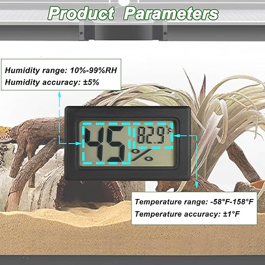 Reptile Thermometer and Humidity Gauge Digtal Terrarium Thermometer Rectangle Bearded Dragon Cage Accessories Reptile Temp and Humidity Gauge for Leopard Gecko Hermit Crab Gecko Lizard Etc 4pc - Image 3