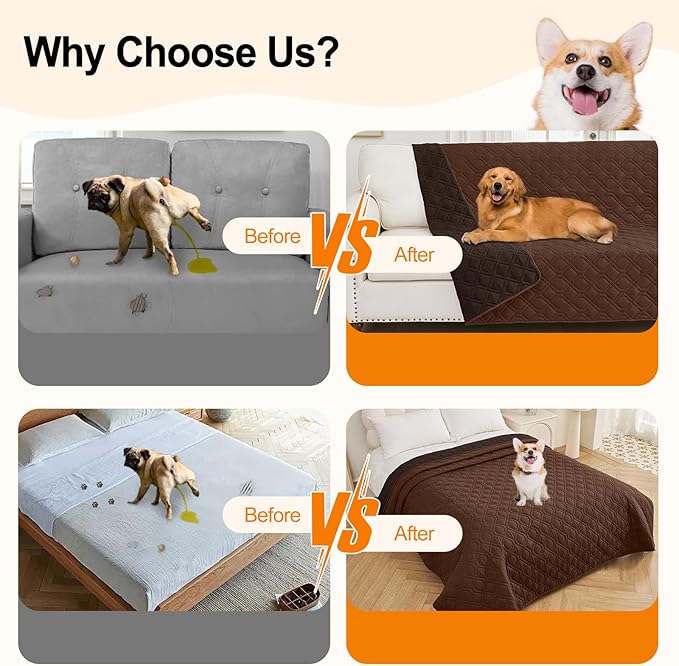 Smiry Reversible Waterproof Couch Covers for Sofa, Washable Dogs Pet Couch Covers for 3 Cushion Sofa Pet Friendly, Water Resistant Furniture Protector Slipcover, Geometric (30"x70", Brown/Chocolate) - Image 5