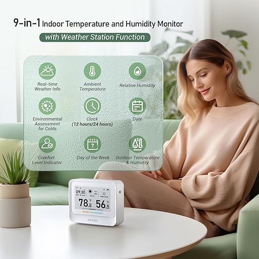 INKBIRD WiFi Thermometer Hygrometer, Temperature and Humidity Sensor with Weather Station, 9-in-1 IBS-TH5 with Electronic Ink Display, 2 Years Free Data Storage Export, Remote Monitor for Room - Image 2