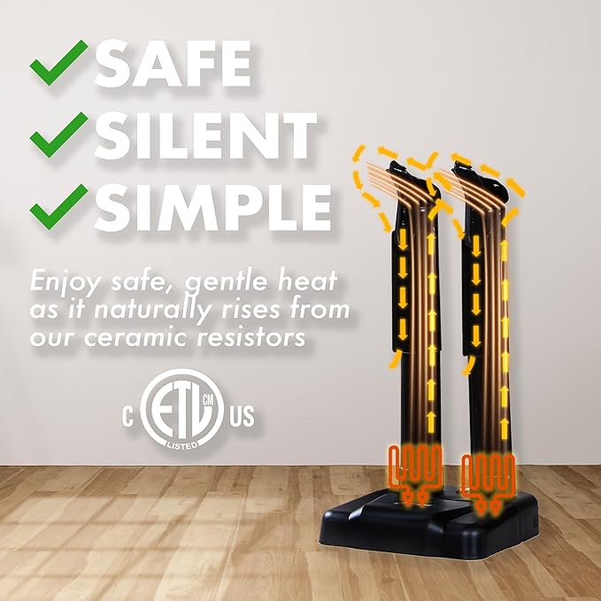 JobSite Boot Dryer with Rubber Drip Tray - Silent Shoe Dryer & Warmer For Work Boots, Gloves & Shoes - Fanless Convection Dry - Helps Reduce Odor - Image 3