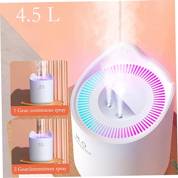 Humidifier for Bedroom Baby Room 4.5L Quiet Air Humidifier with Night Light 2 Nozzles Auto Shut-Off USB Desktop Small Humidifier for Travel Office Home White Humidifiers Humidifiers For Baby Air Humid - Image 7