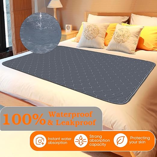 Reusable Chair Pads for Incontinence Absorbent Seat Protector Pads Bed Pads Washable Waterproof for Adults Elderly Kids Pets Chucks Pads (35x60inch) Gray - Image 3
