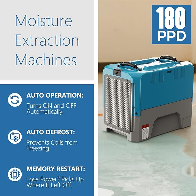 ALORAIR App Control Commercial Dehumidifier With Pump Industrial Dehumidifiers with Drain Hose, for Water Damage Restore, Flood Repair, Large Space, Job Sites (Blue) - Image 3