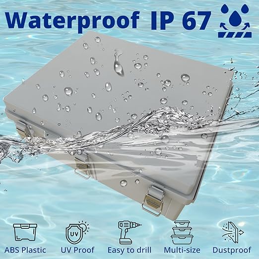 MAKERELE Large Outdoor Junction Box Waterproof IP67 Plastic Electrical Box Enclosure with Hinged Cover with Mounting Plate and 1" NPT*2(20"*16.1"*7.9") - Image 3