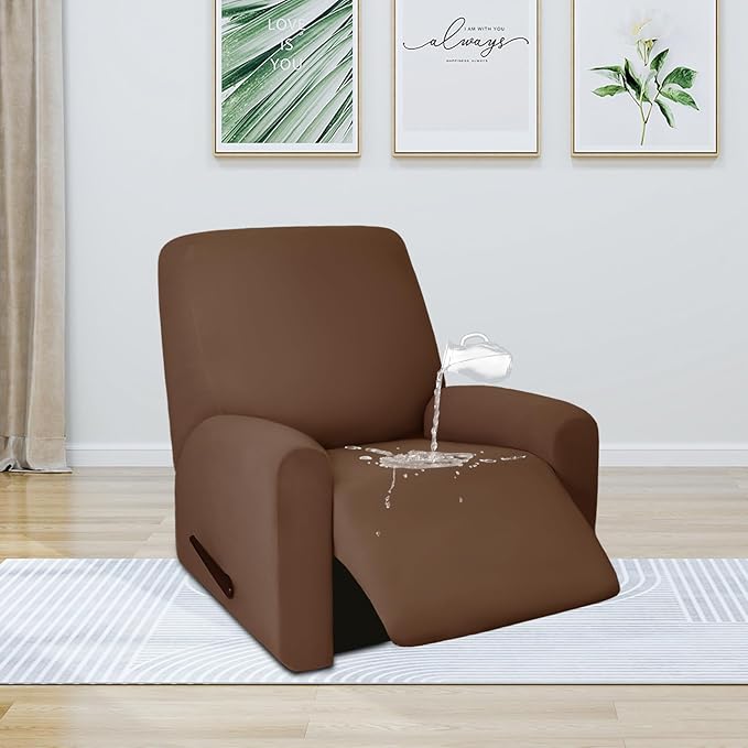 PureFit 100% Dual Waterproof Recliner Cover, Waterproof Couch Cover for Recliner - Stretch Non Slip Fleece Sofa Covers Washable, Leakproof Furniture Protector for Kids, Pets, Dog (Recliner, Brown) - Image 2