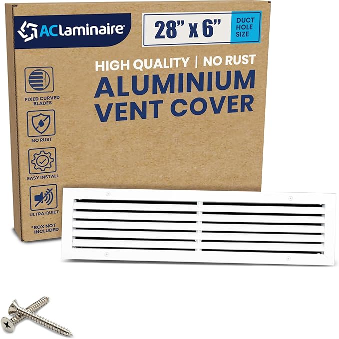 28x6 Inch (Duct Opening) Air Return Vent Cover Decorative – Premium Aluminum AC Vent Cover for Ceiling & Wall, Rustproof Grille, Ideal for Home HVAC Grille, Durable & Easy to Install by ACLAMINAIRE by LAMINAIRE