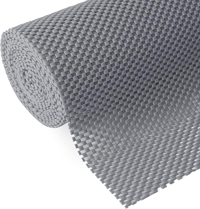 Shelf Drawer Liner Non-Adhesive Non Slip Durable Strong Long Size 12 in X 20ft for Drawers, Shelves, Cabinets, Storage, Kitchen and Desks, Gray by Iwtmm
