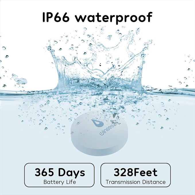 Winees WiFi Water Leak Detector, 3 Pack Water Sensors(Hub Not Included), Easy Set Up, 100M Transmission for Basement, Bathroom, Laundry, IFTTT, S1 FSK(Accessory) - Image 3