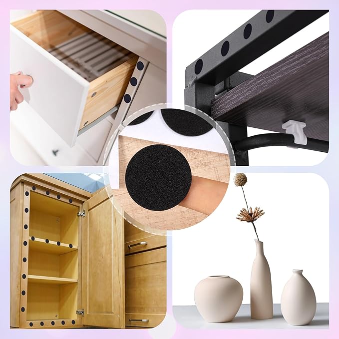 200 Pcs Small Felt Furniture Pads, Self-Adhesive EVA Foam Dot Circles, Round Felt Furniture Stickers for Desks Drawers Vases Photo Frames Cabinets Doors Candlesticks- Black, 2 Sizes - Image 7
