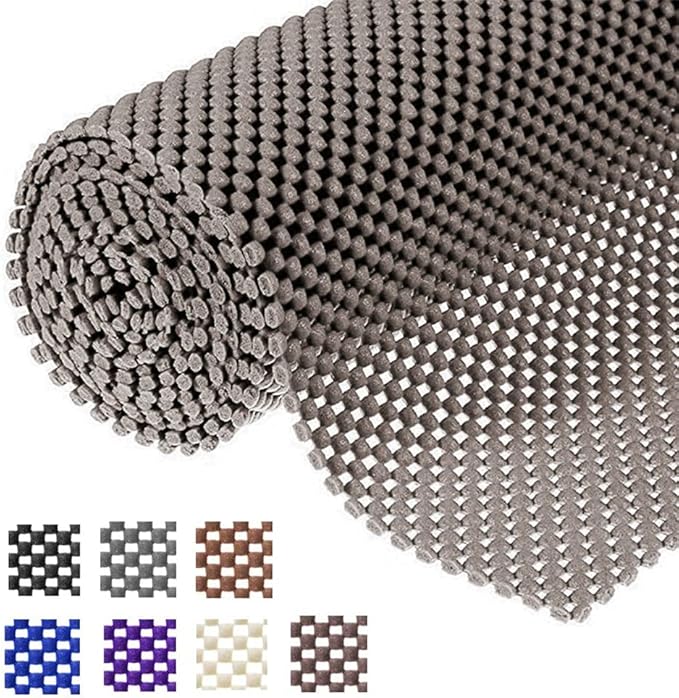 Shelf Liner Drawer Liner Non-Slip Mat Shelves Liners 12" X6.5’ Grid Pattern PVC Non-Adhesive Grip Liner Anti-Slip Mat for Kitchen Cabinets Wire Shelving Pantry Dresser Refrigerator (Brown) by L7HWDP