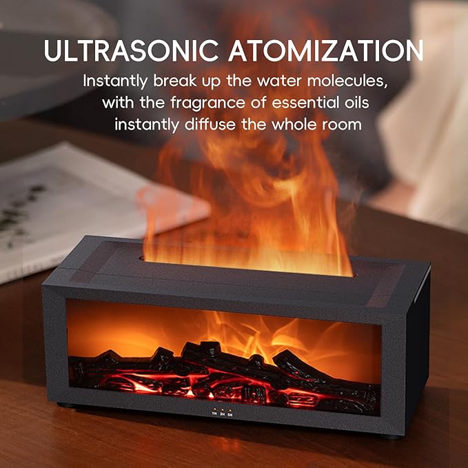 Essential Oil Diffuser, 7 Colors Fireplace Flame Fire Oil Diffuser, 150ml Ultrasonic Aromatherapy Humidifier, Scent Diffuser with Remote Control & Timer for Home,Bedroom,Office,Yoga (White) - Image 5