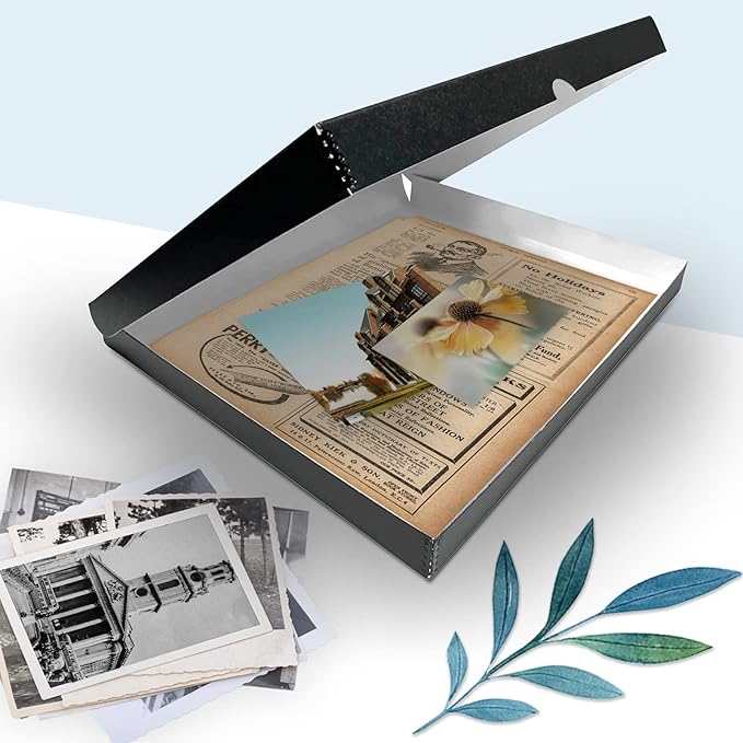 Golden State Art, Archival Folio Storage Box 16x20, Clamshell Design with Metal Edge, Preserve And Store Photos Documents Cards Prints Arts Crafts DIY, Black - Image 7