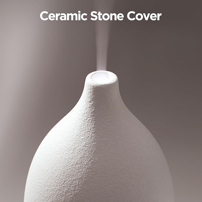 InnoGear Oil Diffuser, 150ML Ceramic Diffuser for Essential Oils Handcrafted Aromatherapy Diffuser Ultrasonic Cool Mist Humidifier with 2 Mist Modes Waterless Auto Off for Room Office, White - Image 3