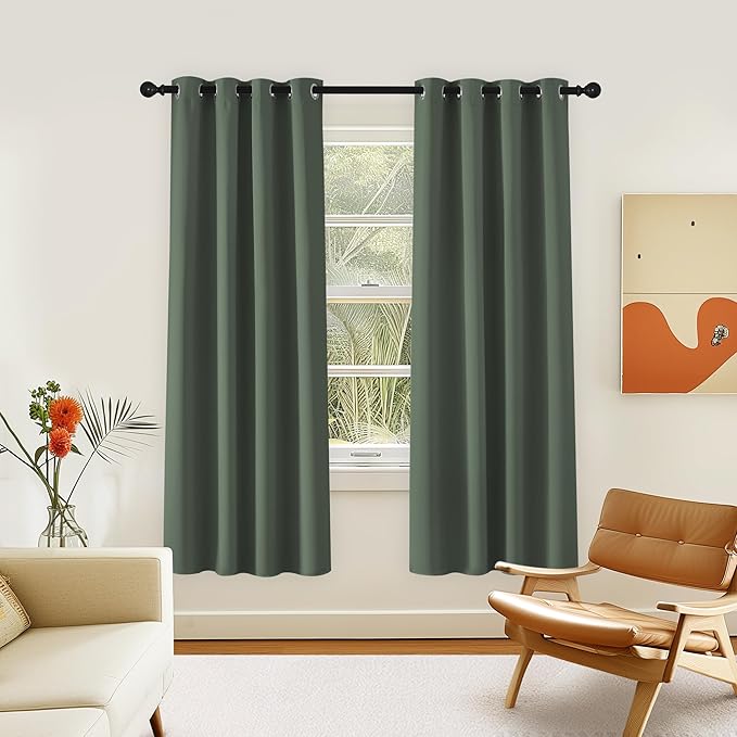 NICETOWN Room Darkening Curtain for Living Room - Energy Saving Thermal Insulated Grommet Room Darkening Curtain/Drape for Bedroom (1 Panel, 46 by 72, Dark Mallard) by NICETOWN