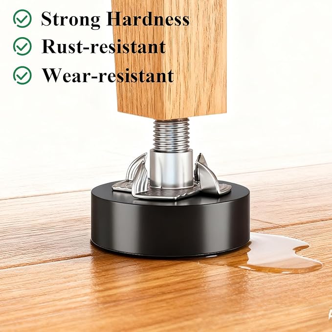 Adjustable Leveling Feet: T-Nuts & Floor Protectors, Heavy Duty Furniture Levelers for Cabinets,Sofa,Tables,Chairs on Hardwood/Tile/Carpet (24, with T-Nut, 1/4" Thread) - Image 3
