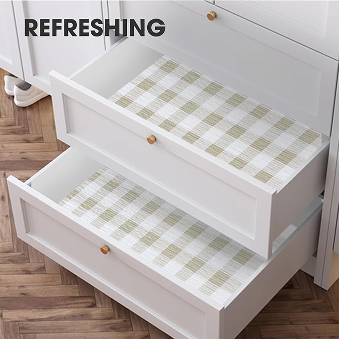 Beautysaid Shelf and Drawer Liner for Kitchen Cabinet, Non Adhesive Non Slip Shelf Paper Waterproof Washable Thickened for Dresser Pantry Shelve Bathroom Protector Liner(Checkered,18 in x 10 FT) - Image 8