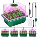 YAUNGEL Seed Starter Tray with Grow Light, 4 Pack Seed Starter Kit with Timing Controller Adjustable Brightness, Thicken Seedling Starter Trays with Humidity Domes Heightened Lids, Gift Box by YAUNGEL
