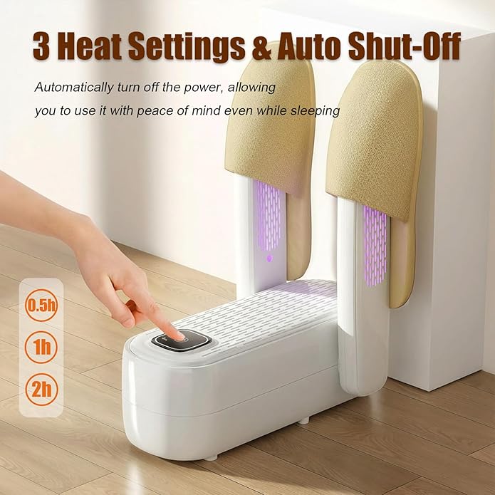 Boot Shoe Dryer - 3-4 Heat Settings, 360° Rapid Drying, Auto Shut-Off & Timer for Sneakers, Work Boots, Gloves - Image 4