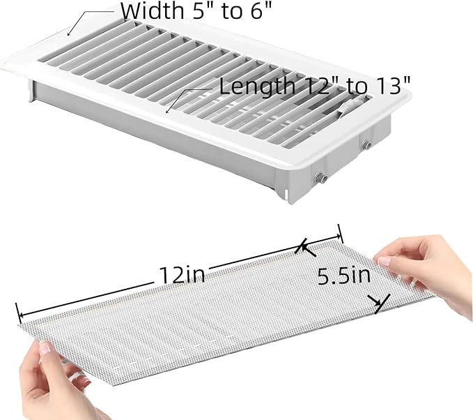 4 PCS White Magnetic Vent Covers-5.5x12 Magnetic Air Vent Covers with Mesh Screen for Floor/Wall/Ceiling Registers-Easy to Install, Durable Design(Fits Registers 5.5"to7" Width x 12" to13.5"Length) - Image 2