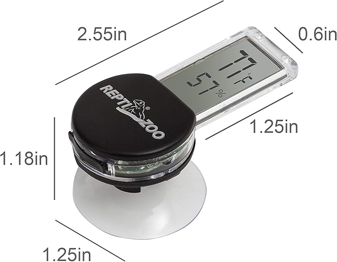 REPTI ZOO 2 Pack Reptile Terrarium Thermometer Hygrometer Digital Display Pet Rearing Box Reptiles Tank Thermometer Hygrometer with Suction Cup - Image 4