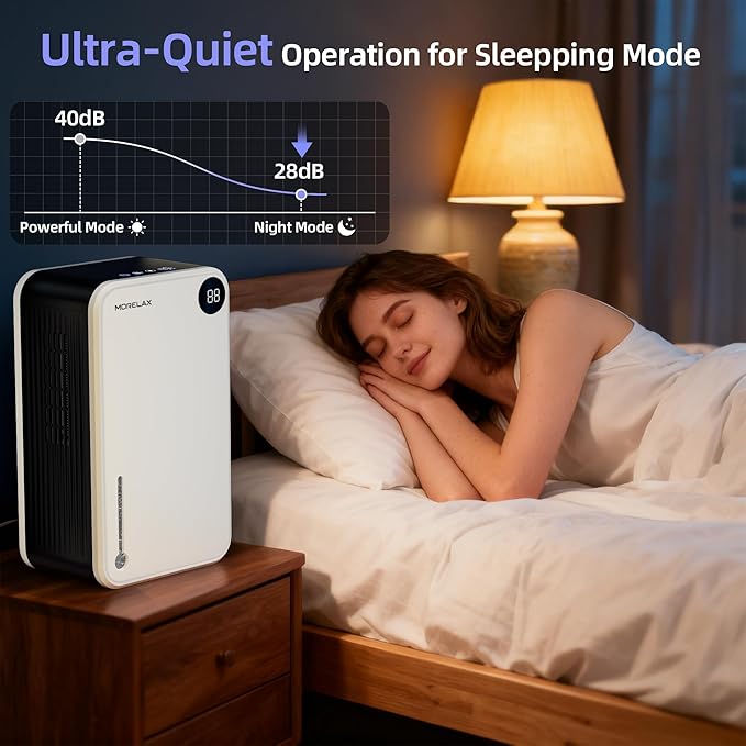 Dehumidifier,Scozza Small Dehumidifiers for Room for Home, Quiet with Auto Shut Off, Dehumidifiers for Bedroom (280 sq. ft), Bathroom, RV, Closet,Bedroom, Basement, 7-color LED light,White - Image 7