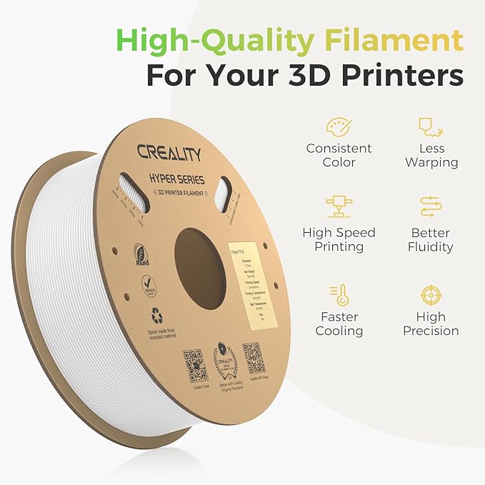 Creality Hyper PLA Filament Bundle White 4KG, Up to 600mm/s High Speed 3D Printer Filament PLA, No-Tangling Stronger Toughness Fit Most 3D Printers - Image 6