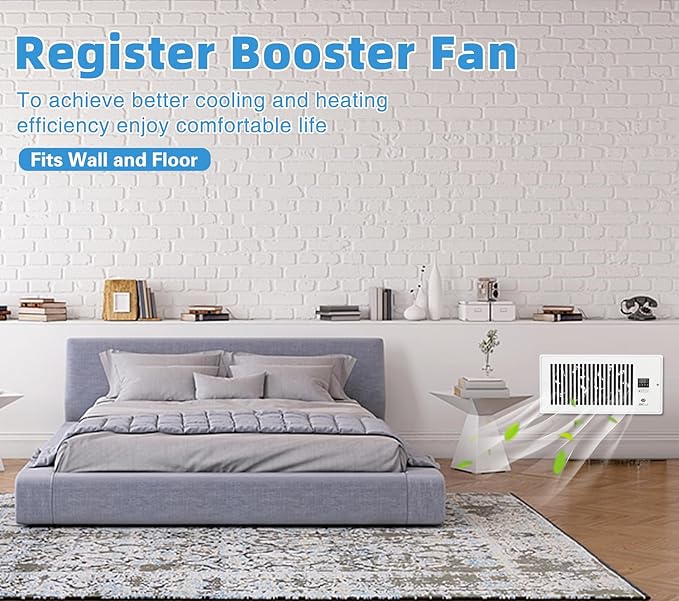 GCJ Register Booster Fan,Fits Wall and Floor 4"x 12" Register Holes,Vent Fan with Remote Control and Adjustable 10-Speed including Powered Vent,White. ﻿ - Image 7