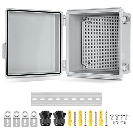 Waterproof Electrical Junction Box, IP67 Plastic Weatherproof Electrical Enclosure with Mounting Plate, Wall Brackets, for WiFi Electronics Project (13"×13"×5") by TOTUFY