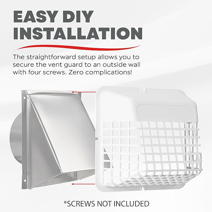 Deflecto Universal Bird Guard, Fits 3 inch to 4 inch Vent Hoods | Durable, Easy-to-Install & Prevents Birds, Rodents and Debris from Entering Dryer or Bathroom Exhaust | Strong Plastic Construction - Image 5